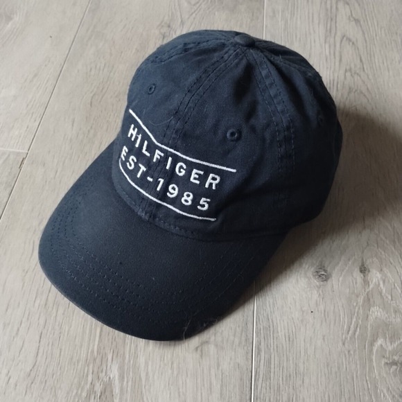 Tommy Hilfiger Other - Tommy Hilfiger Hat Baseball Cap Blue White Spell Out Adjustable Strap Cotton